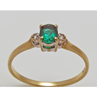 Vintage Gilson Emerald & Diamond Ring - 9ct Gold
