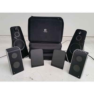 Assorted HP and Logitech Speakers - Lot of Five