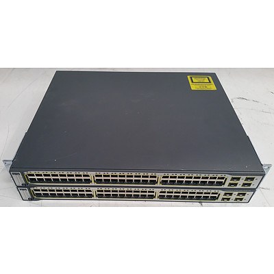 Cisco Catalyst (WS-C3750-48PS-S) 3750 Series PoE-48 48-Port Managed Ethernet Switch - Lot of Two