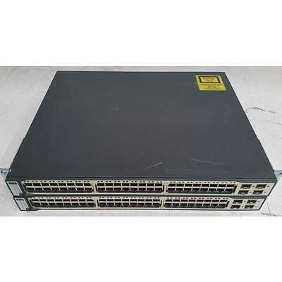 Cisco Catalyst (WS-C3750-48PS-S) 3750 Series PoE-48 48-Port Managed Ethernet Switch - Lot of Two