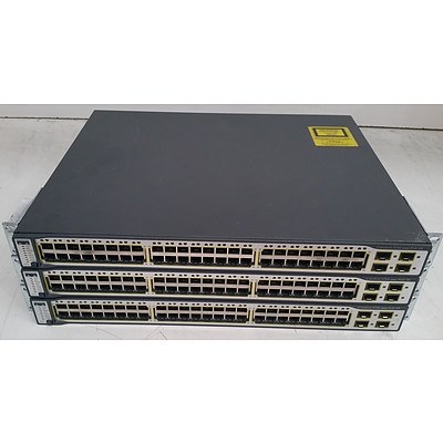 Cisco Catalyst 3750 Series PoE-48 Ethernet Switches - Lot of Three