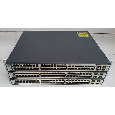 Cisco Catalyst 3750 Series PoE-48 Ethernet Switches - Lot of Three