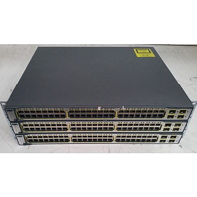 Cisco Catalyst 3750 Series PoE-48 Ethernet Switches - Lot of Three