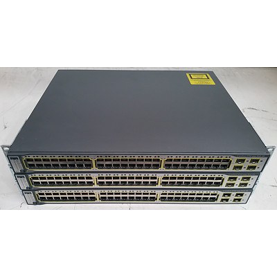 Cisco Catalyst 3750 Series PoE-48 Ethernet Switches - Lot of Three