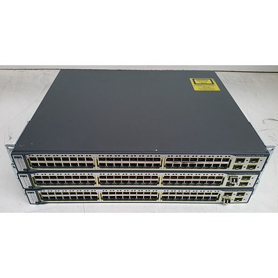 Cisco Catalyst 3750 Series PoE-48 Ethernet Switches - Lot of Three
