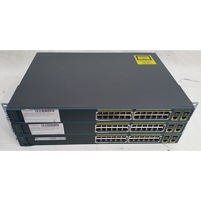 Cisco Catalyst 2960 Series PoE-24 24-Port Managed Switch - Lot of Three