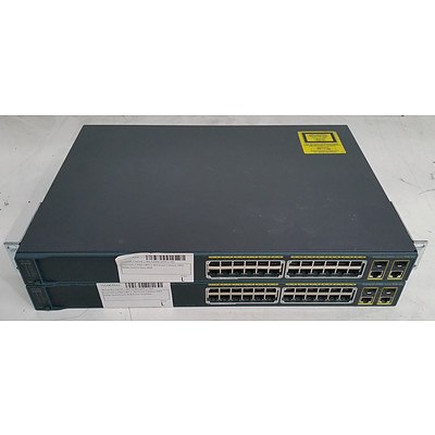 Cisco Catalyst 2960 Series PoE-24 24-Port Managed Switch - Lot of Two