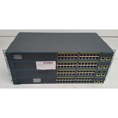 Cisco Catalyst (WS-C2960-24TT-L) 2960 Series 24-Port Fast Ethernet Switches - Lot of Four