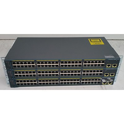 Cisco Catalyst (WS-C2960-48TT-L) 2960 Series 48-Port Fast Ethernet Switches - Lot of Three