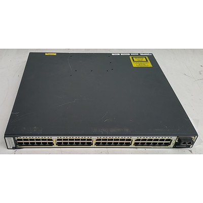 Cisco Catalyst (WS-C3750E-48PD-S V02) 3750-E Series PoE-48 48-Port Gigabit Managed Switch