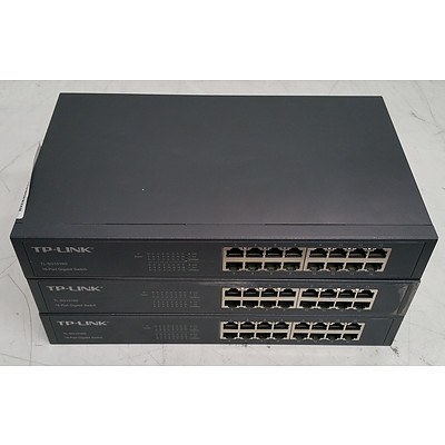 TP-Link (TL-SG1016D) 16-Port Gigabit Switch - Lot of Three