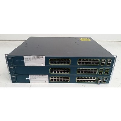 Cisco Catalyst 3560G Series 24-Port Gigabit Managed Switches - Lot of Three