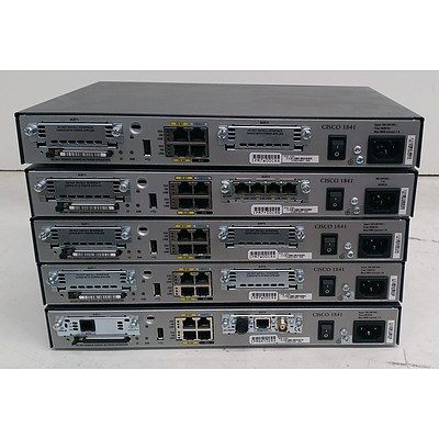 Cisco 1800 Series Integrated Service Routers - Lot of Five