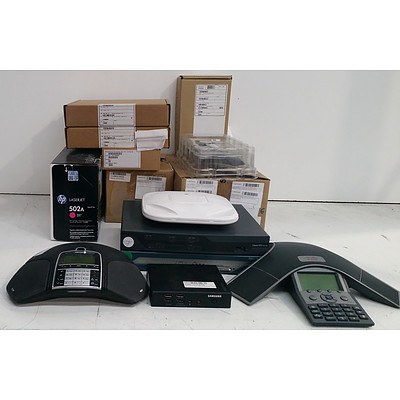Bulk Lot of Assorted IT & Office Equipment - Office Phones, Routers & Toner Cartridges