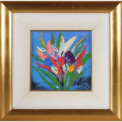 Pro Hart (1928-2006) Flower Study Oil on Board