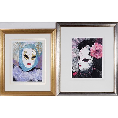 Margaret Looney (Working 1980's) The Femme Fatale and The Pink Rose, Oil on Board