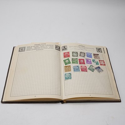 Four Stamp Albums with Various Australian and International Stamps, Including Australian King George V 2d Red, Colombo Plan 1951, Montreal 1976 Olympics and More