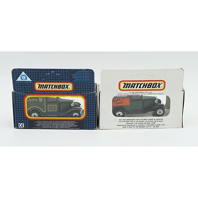 2 Boxed Ford Model A Trucks, One Carmelle Decal and One Weet-bix Decal Truck