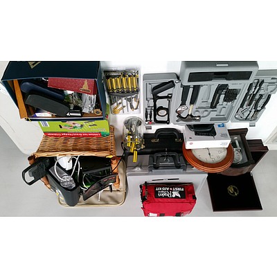 Quantity of Electronic Goods, Household and Garden Equipment, First Aid Kit, Tools