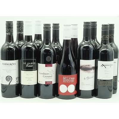 Case of 12x 750ml Mixed Red Wine, Including Mountain Range, 4 Boards, Ferngrove, Di Fabio Estate and More