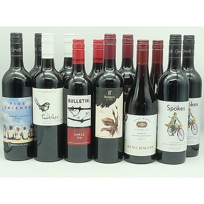 Case of 12x 750ml Mixed Red Wine, Including Grant Burge, Five Friends, Byron & Harold and More