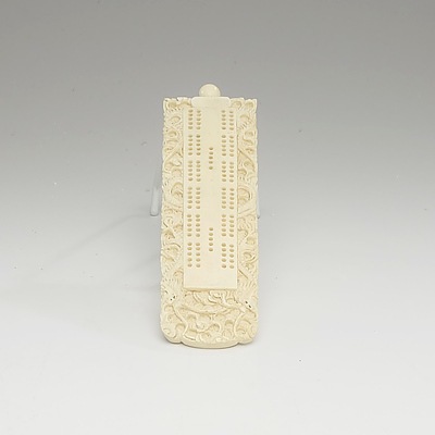 Chinese Export Carved Ivory Cribbage Board Circa 1900