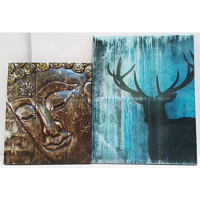 11 Assorted Prints and Paintings Including One Hand Painted Bush Scene