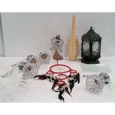 Group of Candlewares, Glass Serving Plate and More