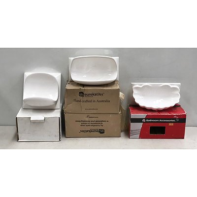 Lot of White Ceramic Soap Holders x5