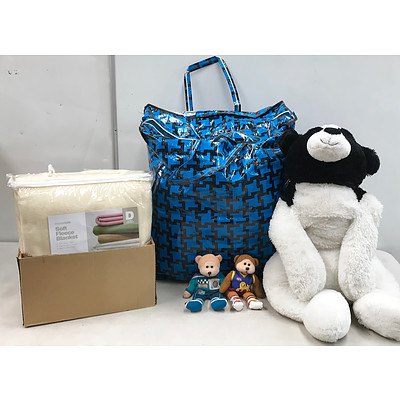 Lot of Stuffed Toys & Blankets