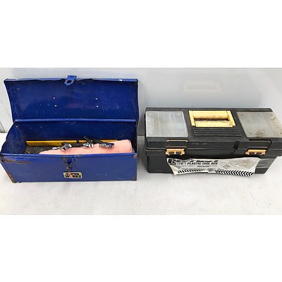 15" Metal & 16" Plastic Tool Boxes with Tools