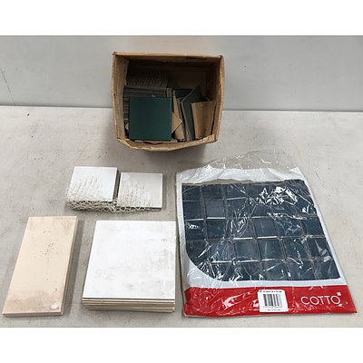 Lot of Misc Floor Tiles Including Cotto 30 x 30cm Blue Tiles