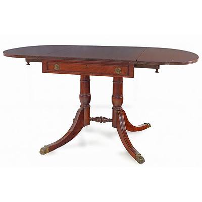 Vintage Australian Cedar Regency Style Sofa Table with Brass Lions Paw Capped Feet Circa 1960