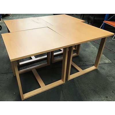 Four Workspace Oak Veneer Meeting Tables