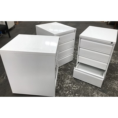 Three White Contemporary Mobile Drawers