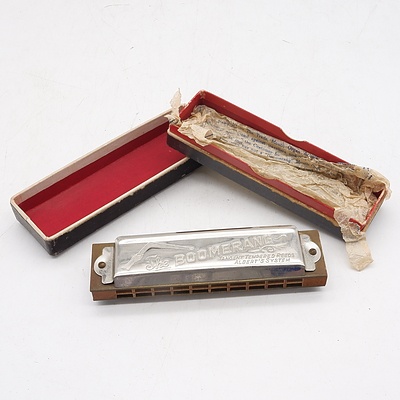 Vintage Boomerang Harmonica with Original Box