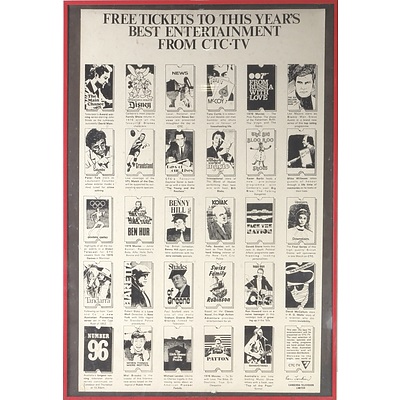 'Free Tickets To This Year's Best Entertainment From CTC TV' Poster Hand Signed by Ron Johnson