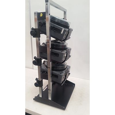 3x Kodak Carousel S-AV 2050 Slides Projector + Shelf fits 3 projectors
