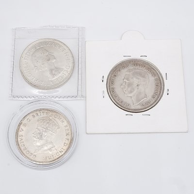 1954 Australia Florin, 1938 Australia Florin and 1927 Parliament House Florin