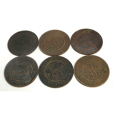 Australia: Geo V Pennies (X6)