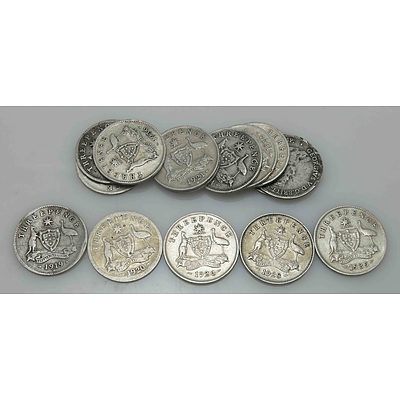Australia Silver Coins: Collection Of Geo V Silver Threepences (X15)