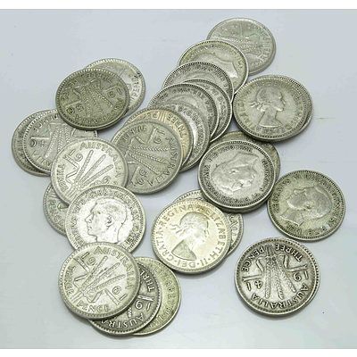 Australia Silver Coins: Collection Of Silver Threepences (X29)