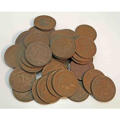 Australia: Kangaroo Reverse Halfpennies (X43)