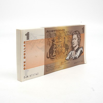 100 Consecutively Numbered Uncirculated $1 Johnston/Stone Paper Notes DJN971742-DJN971843