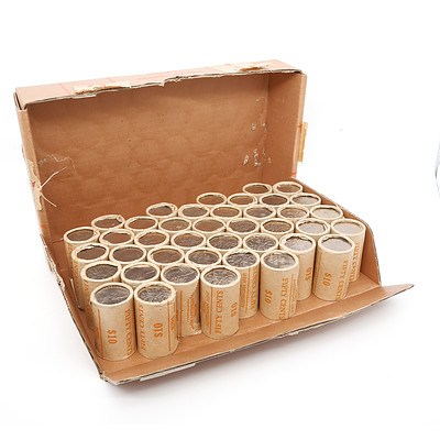 Forty Rolls of 1982 Brisbane Commonwealth Games Fifty Cent Coins with Original Box