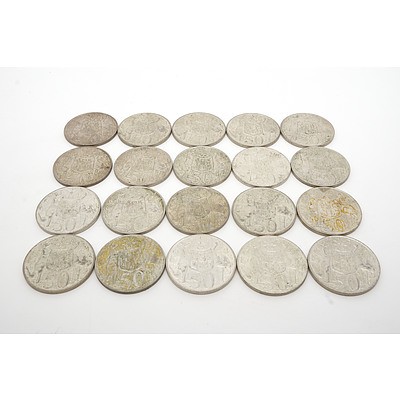 Twenty 1966 Circular Fifty Cent Coins