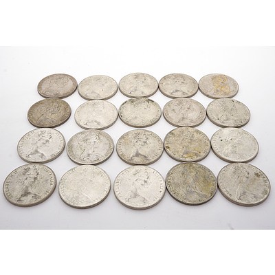 Twenty 1966 Circular Fifty Cent Coins