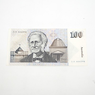 One Australian $100 Dollar Paper Note Tebutt/Mawson, ZJE666398