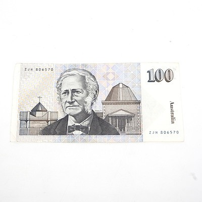 One Australian $100 Dollar Paper Note Tebutt/Mawson, ZJH806570