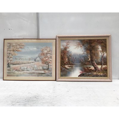 Two Floral Landscape Artworks